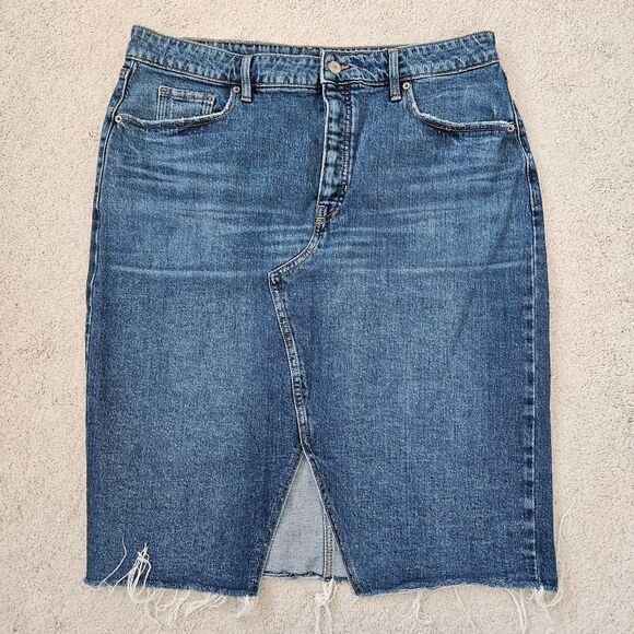 NWOT Old Navy | Button Fly High Rise Secret Slim Pockets Denim Skirt, Womens 16 - Picture 2 of 5